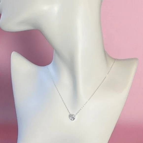 925 Sterling Silver Necklace with Crystal Heart Pendant - Picture 6 of 8